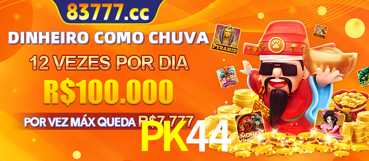 Banner do programa de recompensas Recomende para amigos do PK44, detalhando os bônus por convidar amigos, com prêmios que chegam a R$288.888.